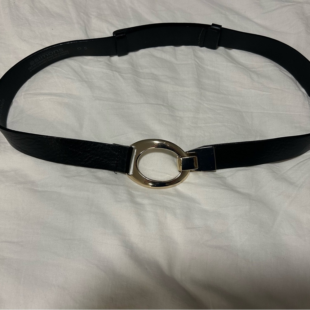 Simons Black Italian Leather Belt
